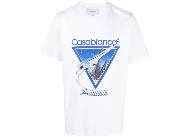 Casablanca aiiiiir print organic cotton t-shirt white