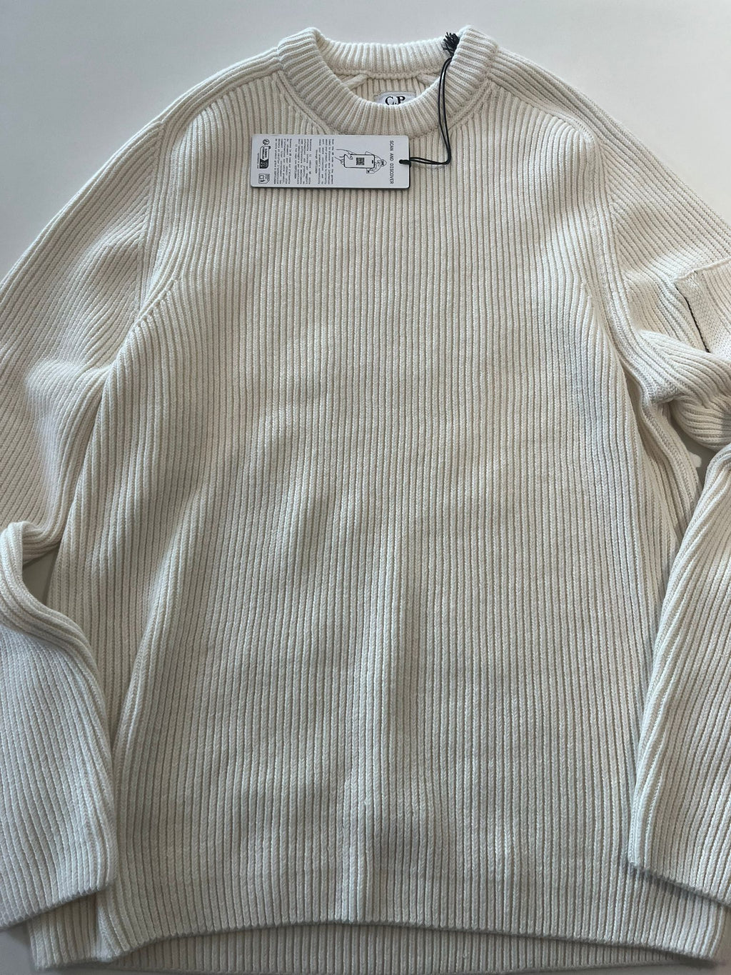 CP Company Lens Knit Jumper - Gauze White