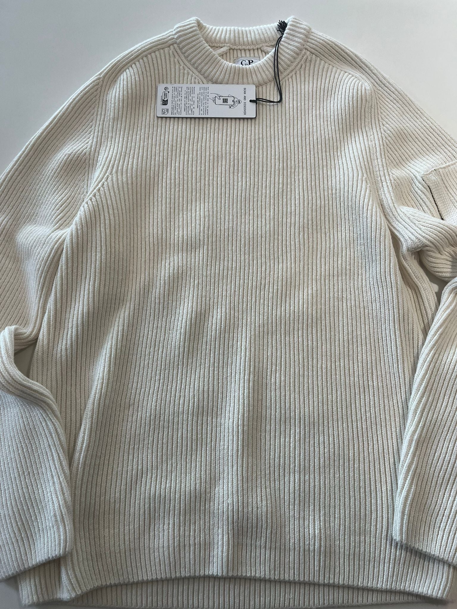 CP Company Lens Knit Jumper - Gauze White