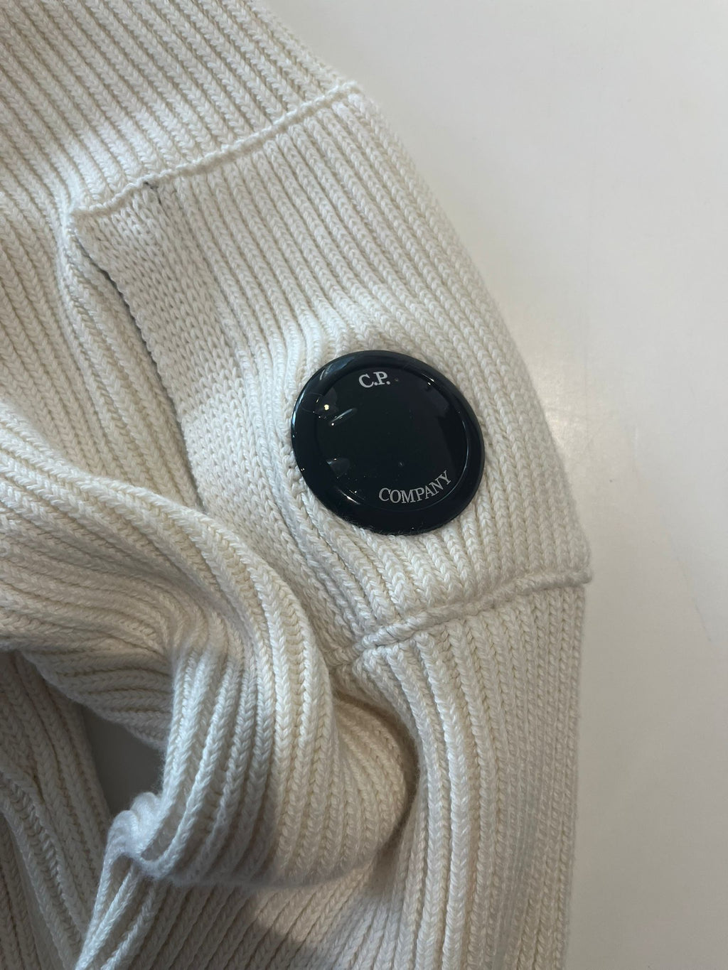 CP Company Lens Knit Jumper - Gauze White