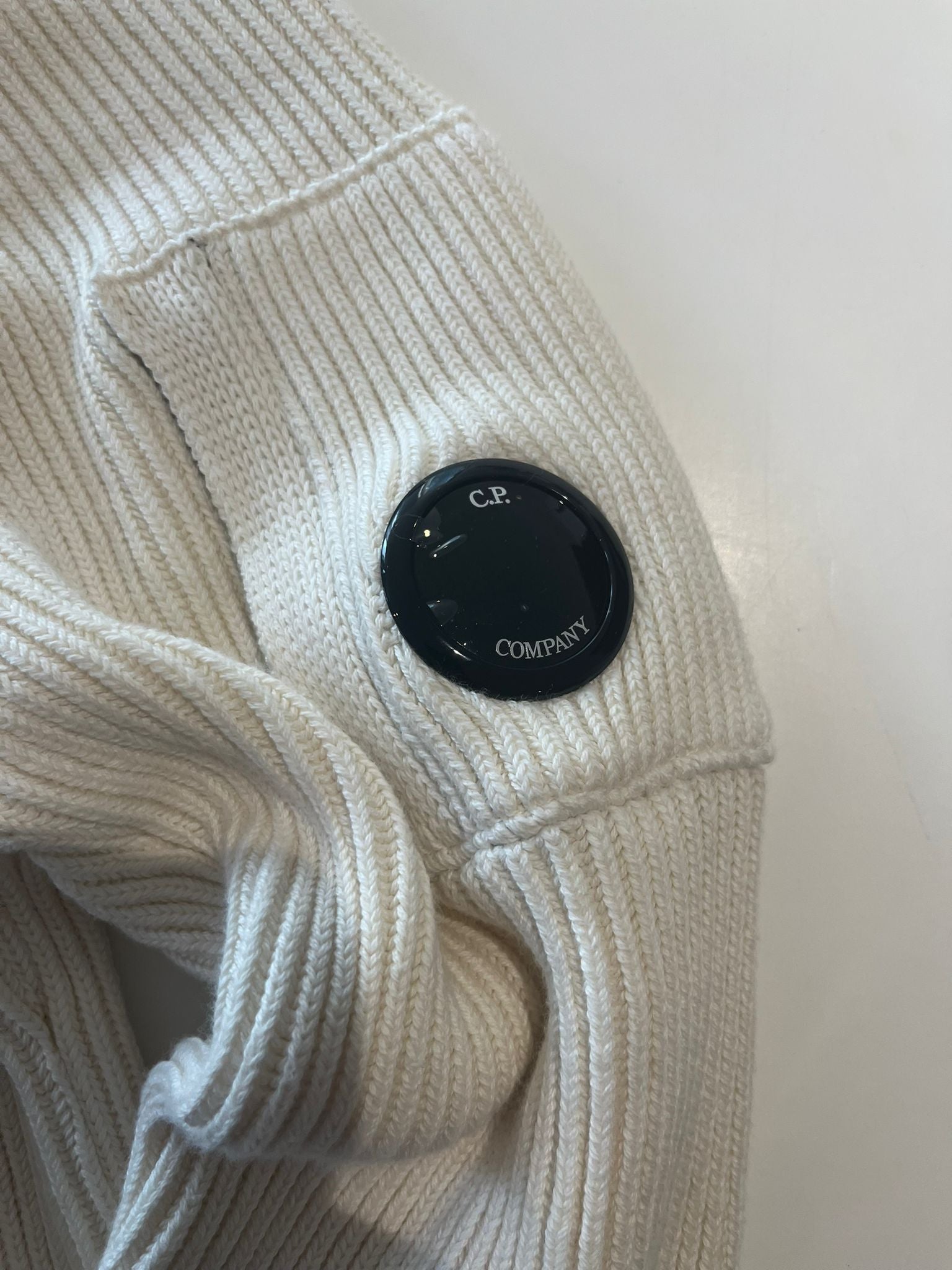 CP Company Lens Knit Jumper - Gauze White