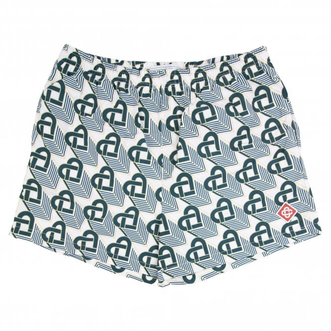 Casablanca Heart Monogram Printed Swim Shorts